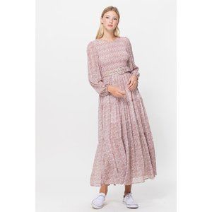 Blush Floral Print Midi Dress